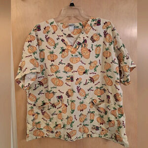 UA Halloween fall whimsical pumpkins  orange purple green yellow XL